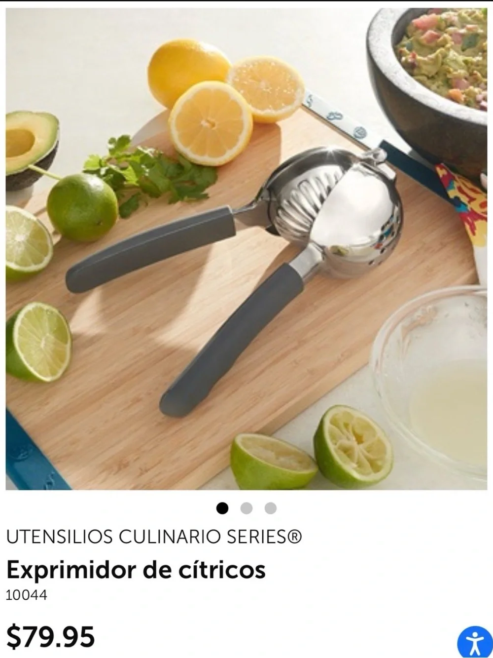 Princess House Stainless Citrus Press with Gray Soft-Grip Handles